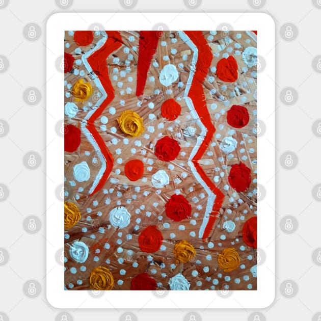 Red, Orange, Yellow and White Dot Pattern Sticker by JonGrin